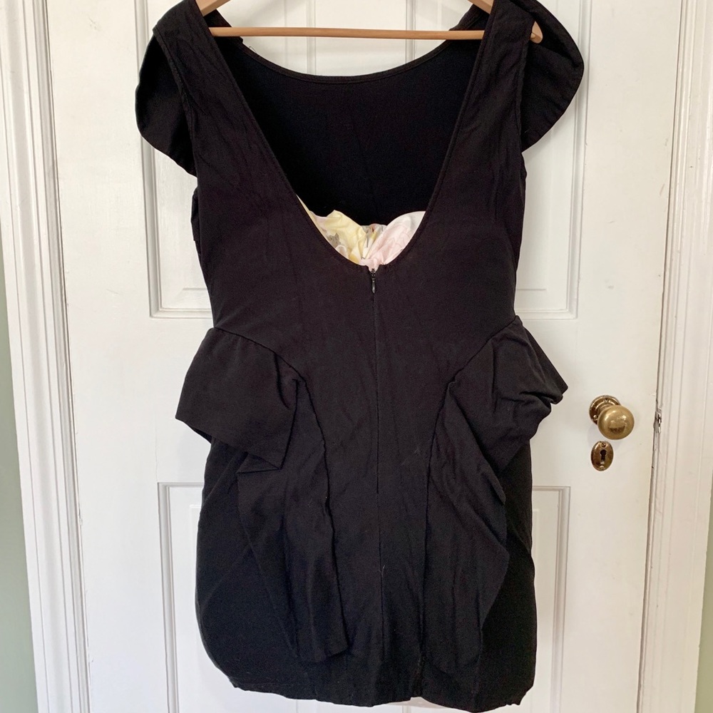 Black stretchy architectural mini dress